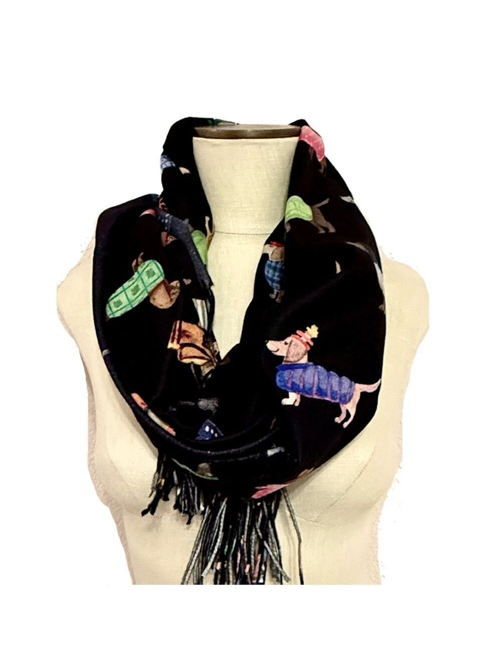 Dachshund Print Scarf Cashmere Feel Multiple Colors NWT - Picture 3 of 10
